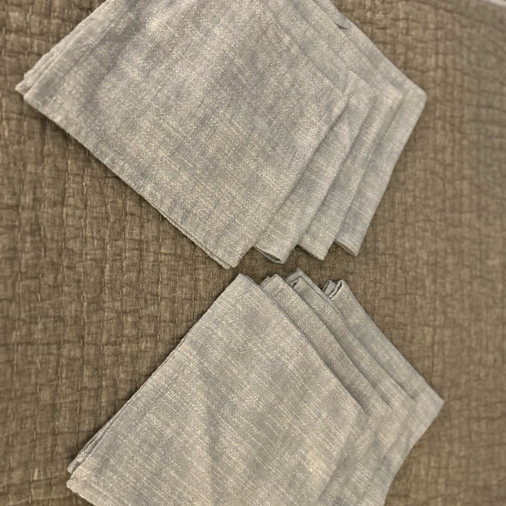 Pottery Barn Set of 8 Chambray Blue Table Linens
